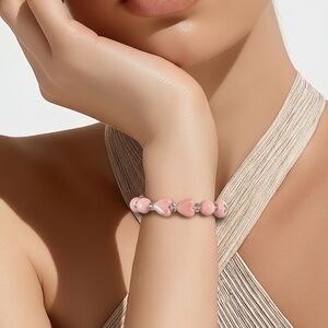 💗Elegant Pink Heart Bracelet 7" Size